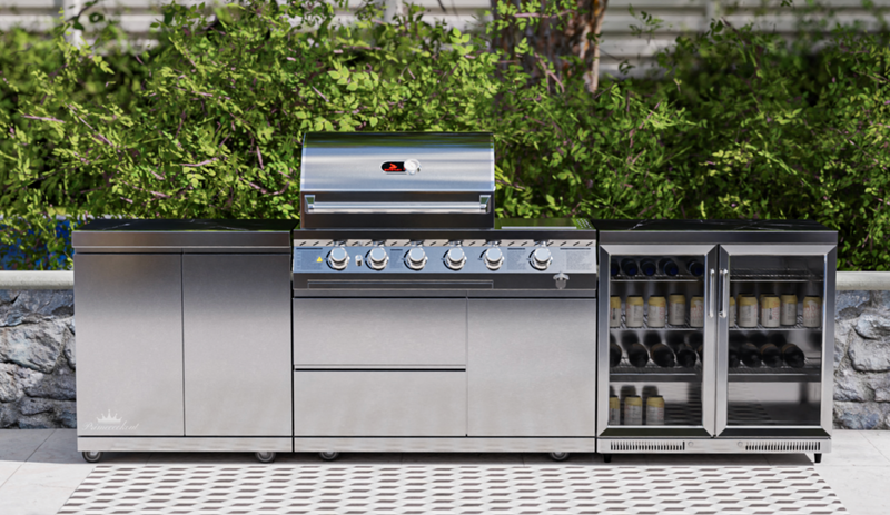 Whistler Outdoor Kitchen 4 Burner BBQ, Fridge and Double Doors