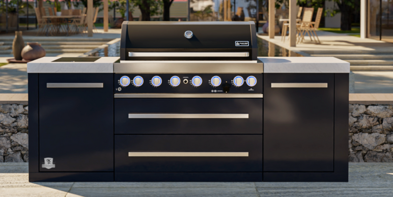 Mont Alpi Outdoor kitchen Black 6 Burner, and Weather Cover - 2.4m