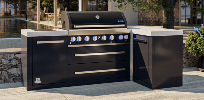 Mont Alpi Outdoor kitchen Black 6 Burner and Weather Cover - 2.4m