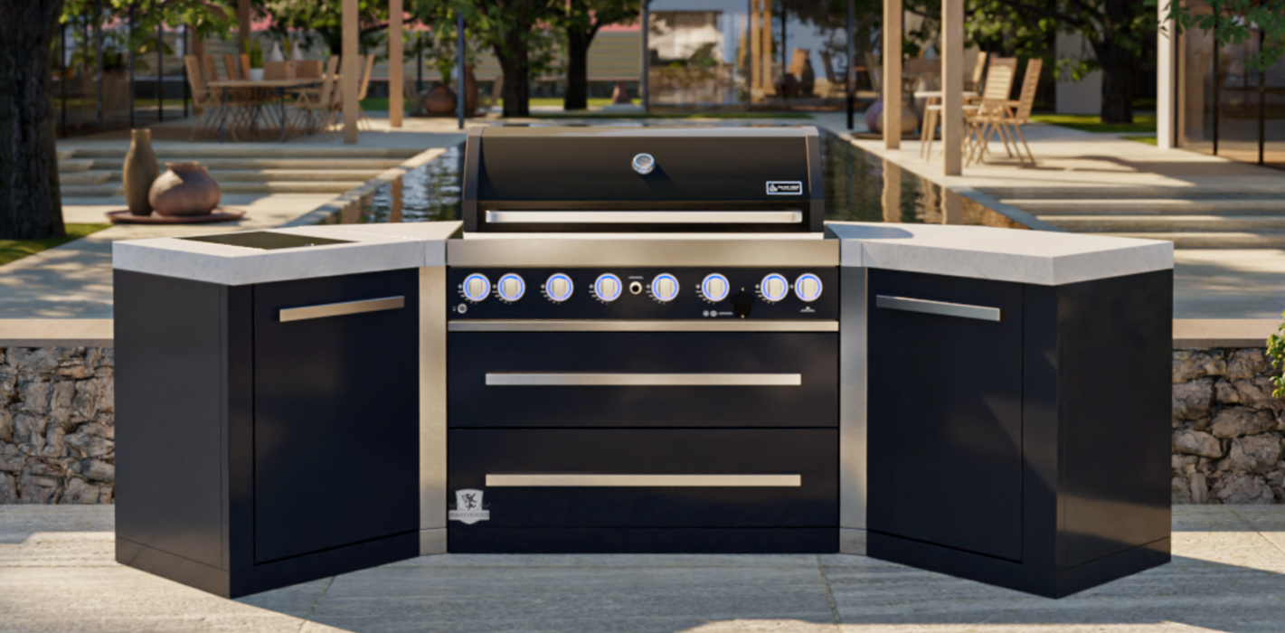 Mont Alpi Outdoor kitchen 805 Black Stainless Steel Island with 45-degree corners + Cover 2.8M