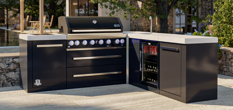 Mont Alpi Outdoor kitchen Black 6 Burner, Fridge, Sink and Weather Cover