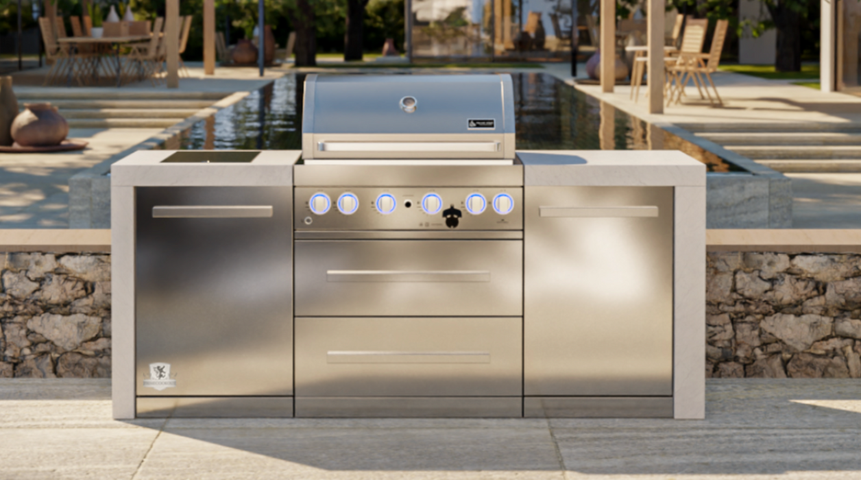 Mont Alpi Outdoor kitchen 4-burner Deluxe Island + Cover - 2.1M