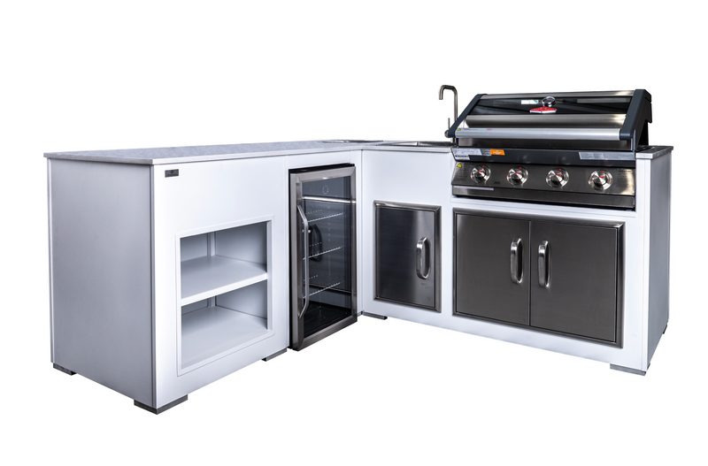 Grillandia White Outdoor Kitchen Paired with Beefeater 1600 4 Burner | 2.1M X 2M