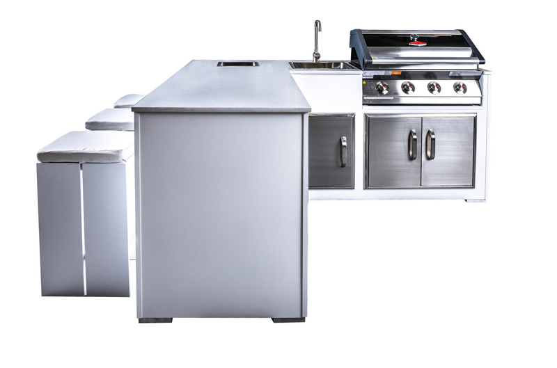 Grillandia White Outdoor Kitchen Paired with Beefeater 1600 4 Burner | 2.1M X 2M