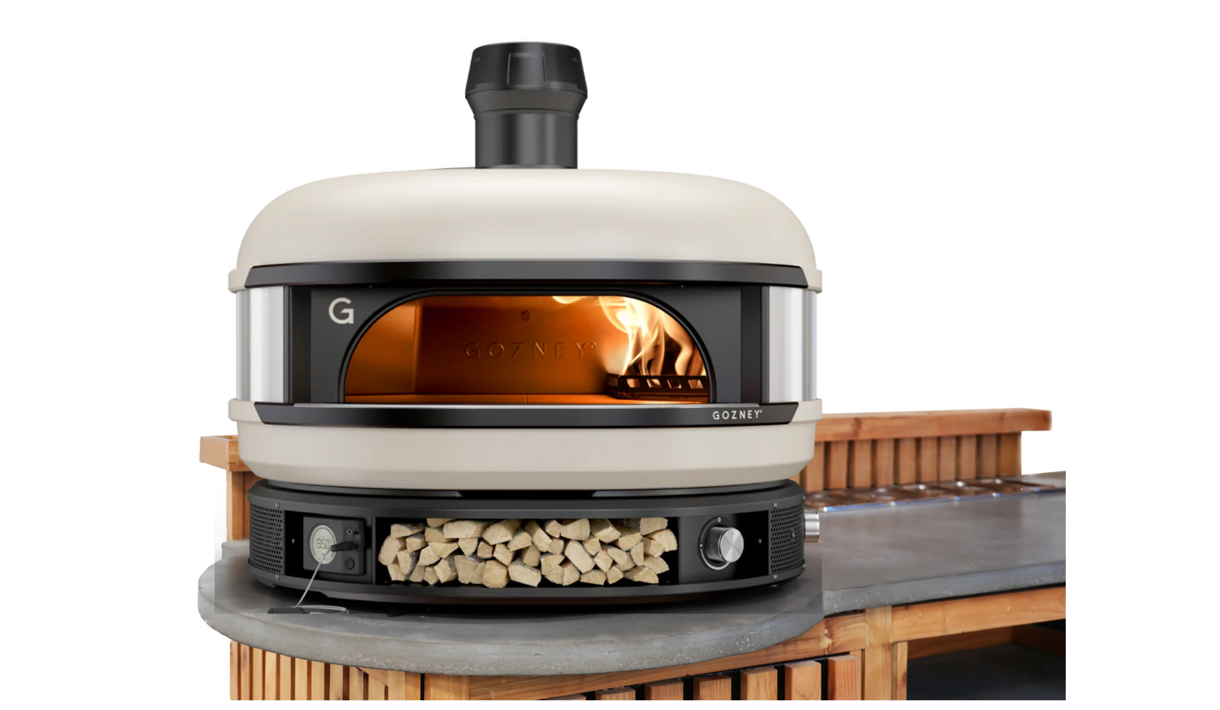 Premium Pizza Trolley with Gozney Dome Dual Fuel Pizza Oven Cream