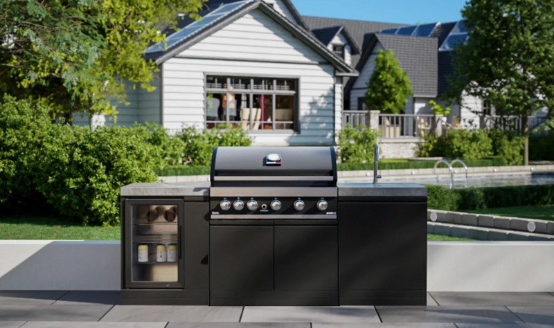 GrandPro Outdoor Kitchen with 5 Burner BBQ, Fridge and Sink - 2m