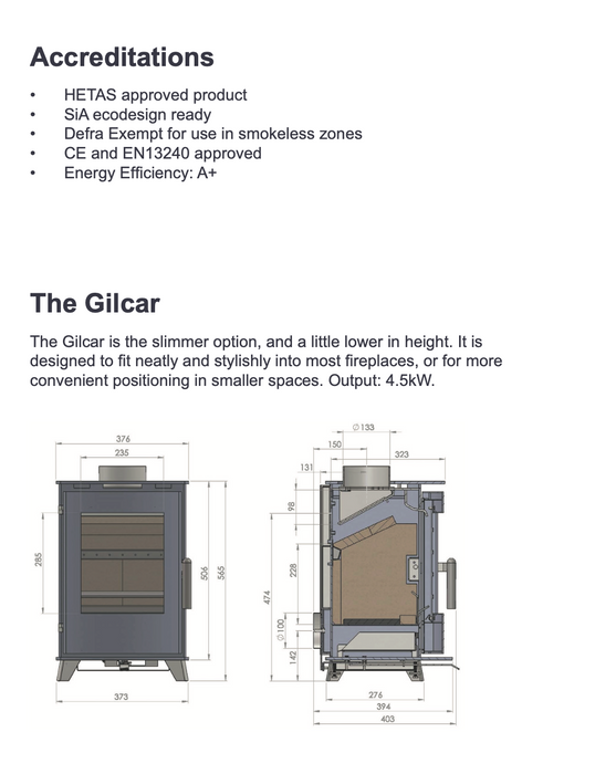 Specflue The Gilcar Woodburner