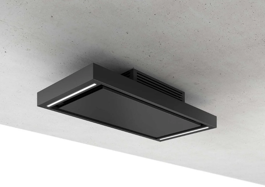 Airforce Silhouette F 100cm Island Cooker Hood with LED lighting Black Stainless Steel Finish