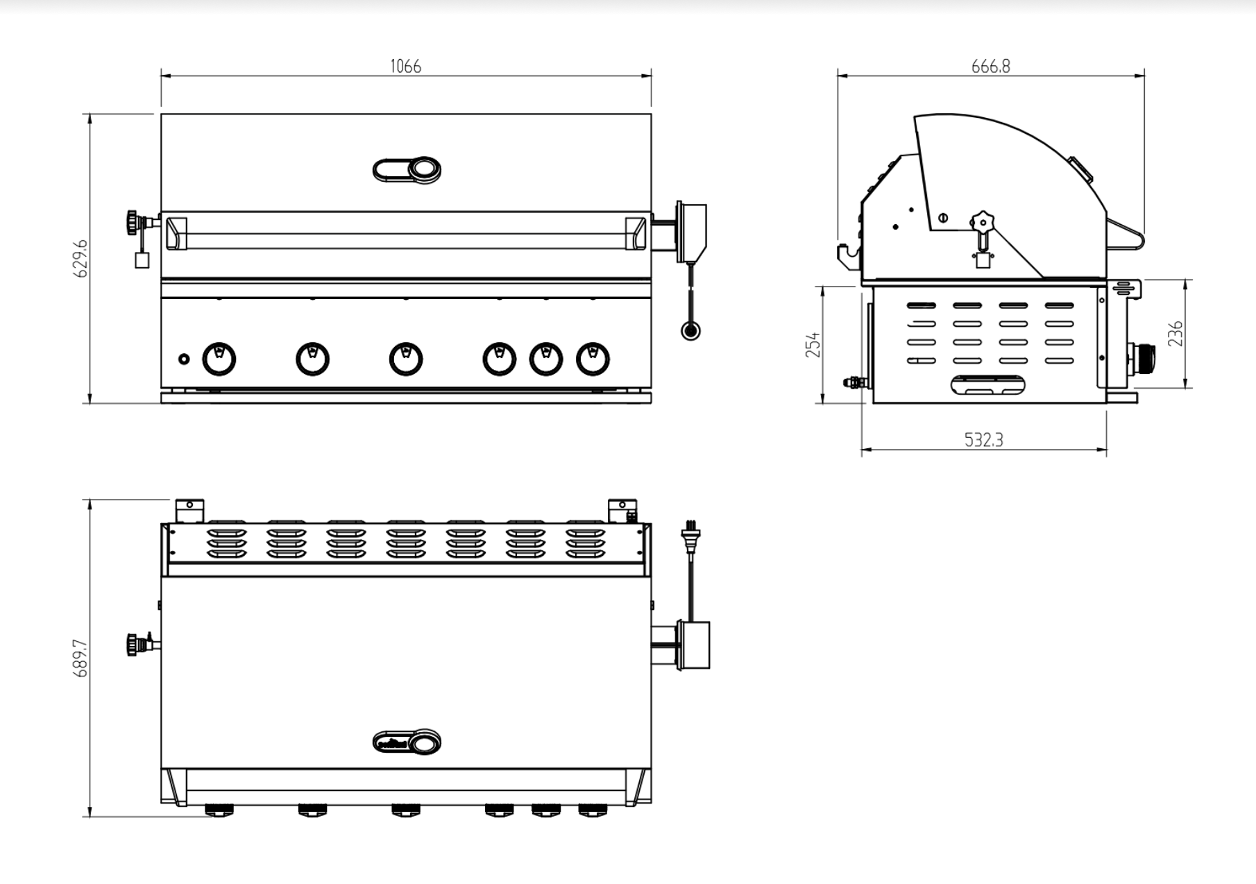 Whistler Fairford Outdoor Kitchen Grey Cabinet Burford 5 Burner Barbecue 106.6cm