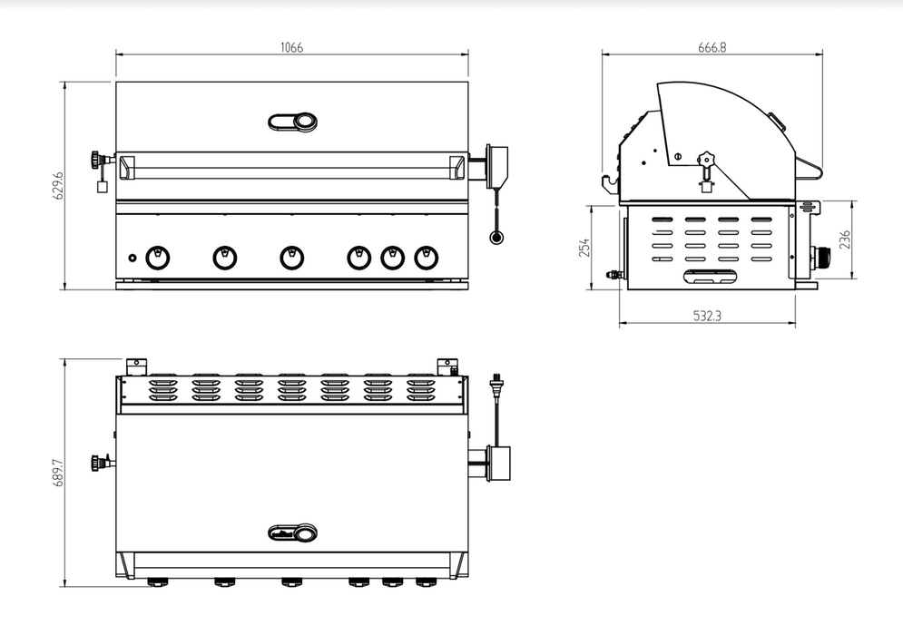 Whistler Fairford Black Outdoor Kitchen Burford 5 Burner Barbecue and Kamado Joe