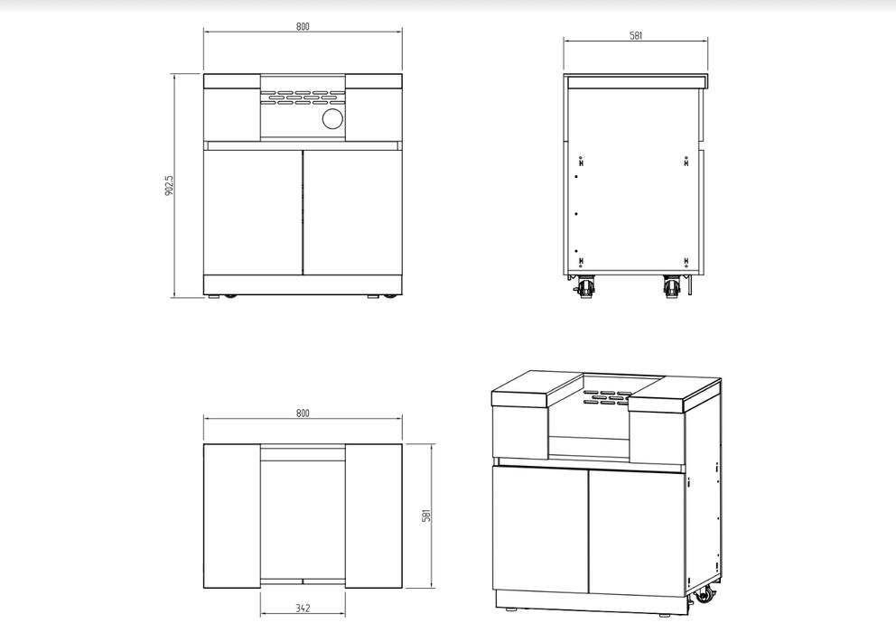 Whistler Fairford Outdoor Kitchen Grey Side Burner & Cabinet