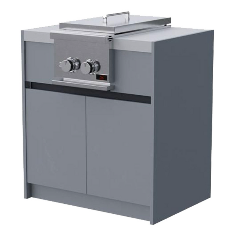 Whistler Fairford Grey L-Shaped Outdoor Kitchen with Burford 5-Burner BBQ | Dimensions 3.1m x 5.1m