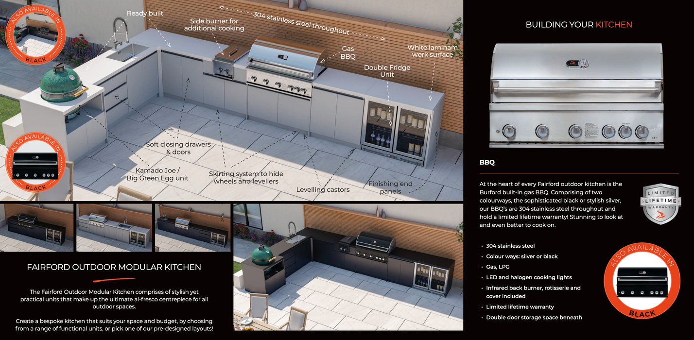 Whistler Fairford Outdoor Kitchen Grey Side Burner & Cabinet