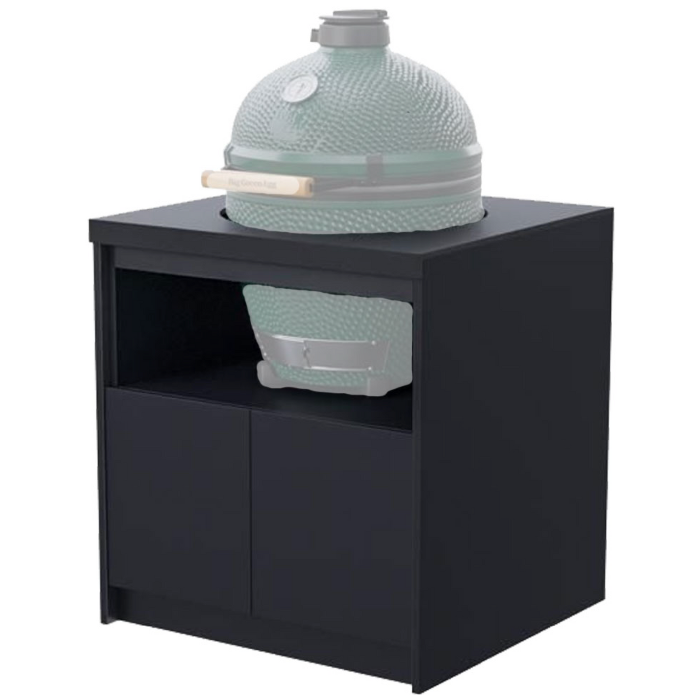 Whistler Fairford Black L-Shaped Outdoor Kitchen with Burford 5-Burner BBQ & Green Egg | Dimensions 3.1m x 5.1m