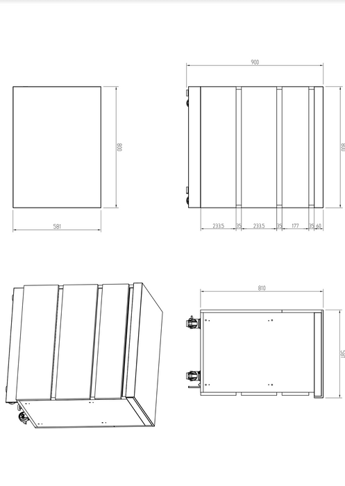 Whistler Fairford Outdoor Kitchen Black Triple Drawer Cabinet