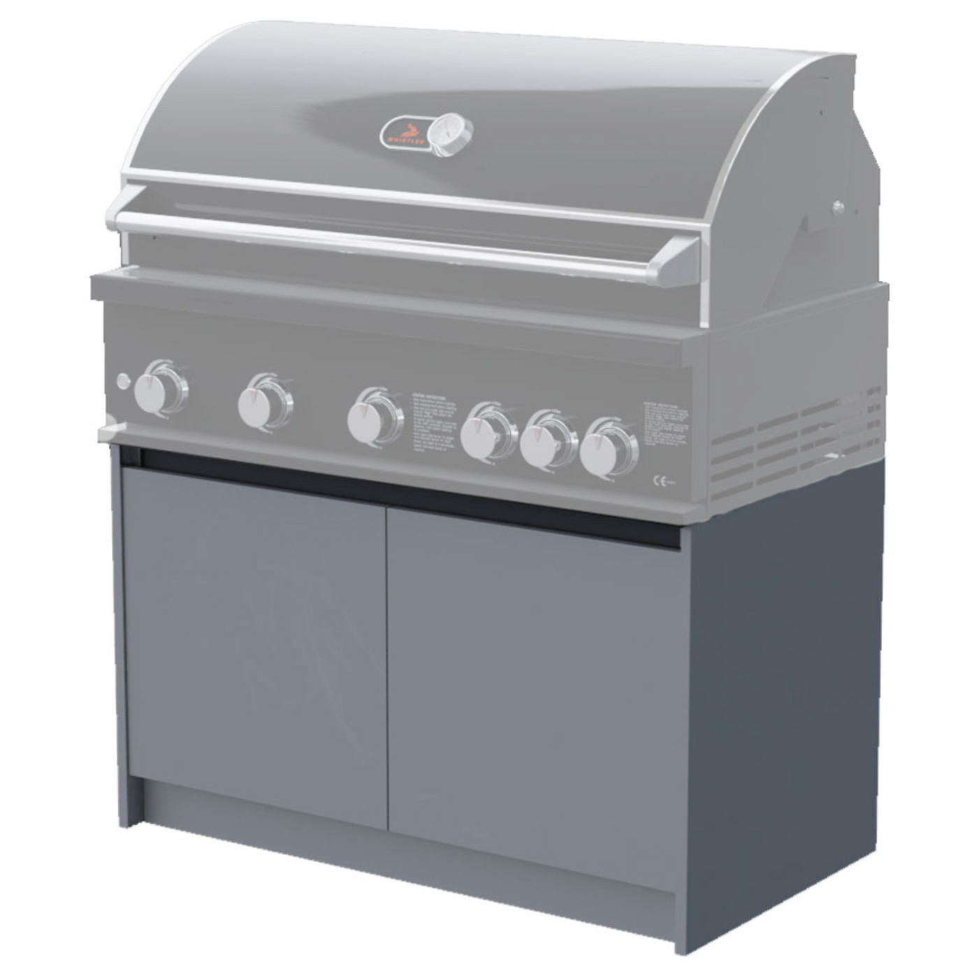 Whistler Fairford L-Shaped Grey Outdoor Kitchen with Big Green Egg | Dimensions 2.3m x 4m