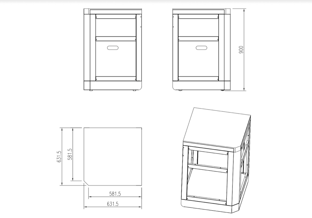 Whistler Fairford Outdoor Kitchen Black 90 Degree Corner Cabinet 63.5cm