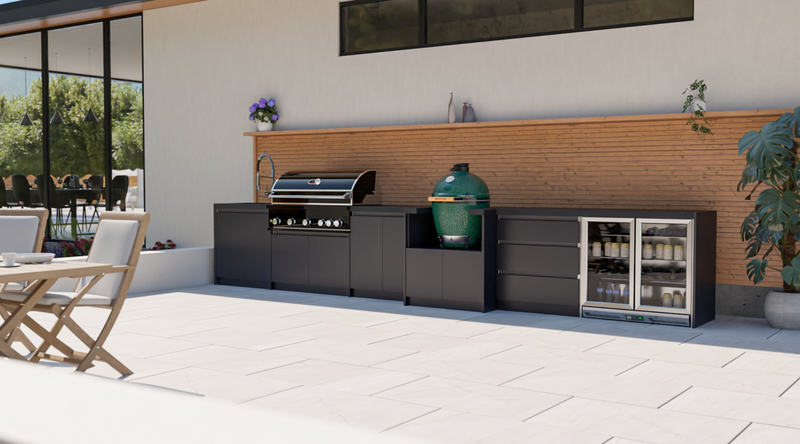 Whistler Fairford Black Outdoor Kitchen with Burford 5 Burner BBQ | 5.2M Full-Length