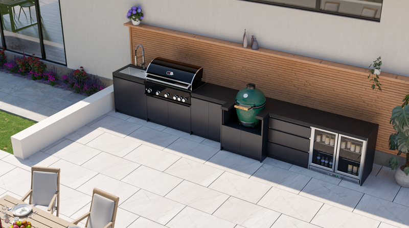 Whistler Fairford Black Outdoor Kitchen with Burford 5 Burner BBQ | 5.2M Full-Length