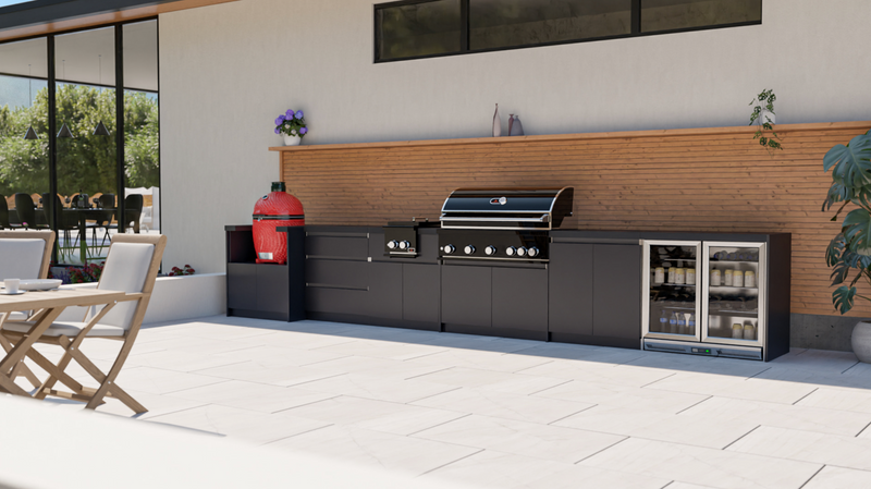 Whistler Fairford Black Outdoor Kitchen with Burford 5 Burner BBQ | 5.2M Full-Length