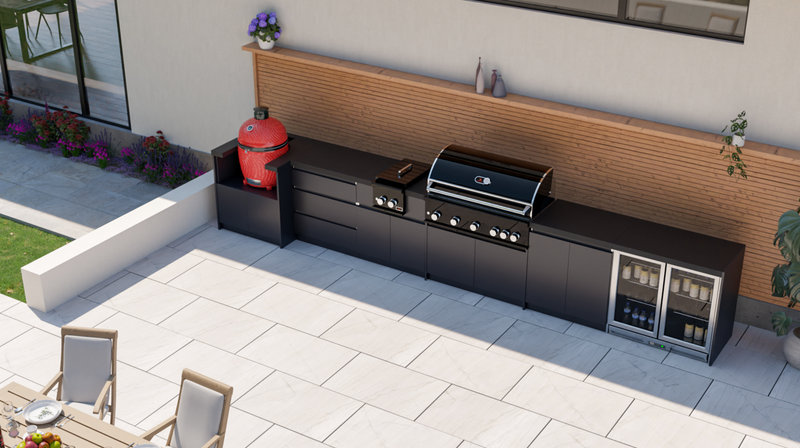 Whistler Fairford Black Outdoor Kitchen with Burford 5 Burner BBQ | 5.2M Full-Length