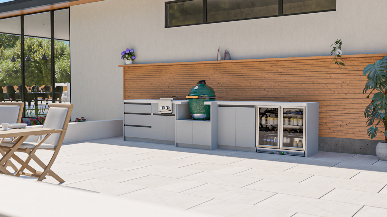 Whistler Fairford Grey Outdoor Kitchen with Green Egg