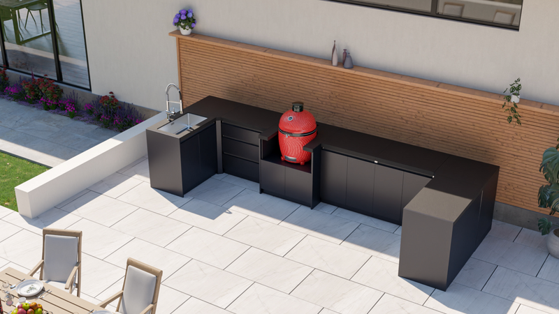 Whistler Fairford Black U-Shaped Outdoor Kitchen| Dimensions 1.5m x 4.5mm x 1.6m