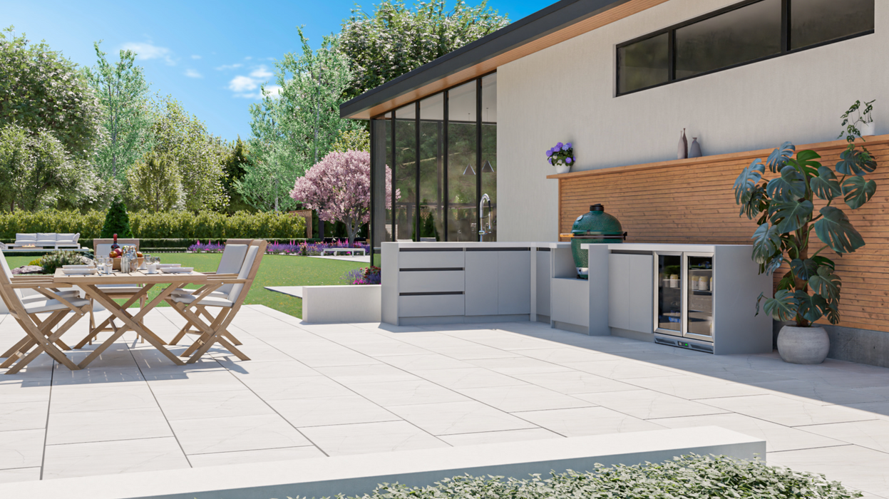 Whistler Fairford L Shape Grey Outdoor Kitchen and Gree Egg