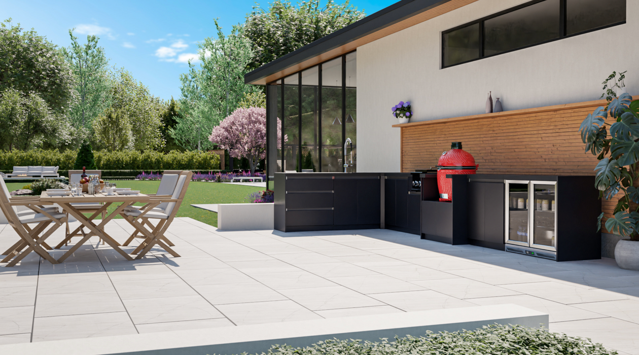 Whistler Fairford Black L Shape Outdoor Kitchen Kamado Joe