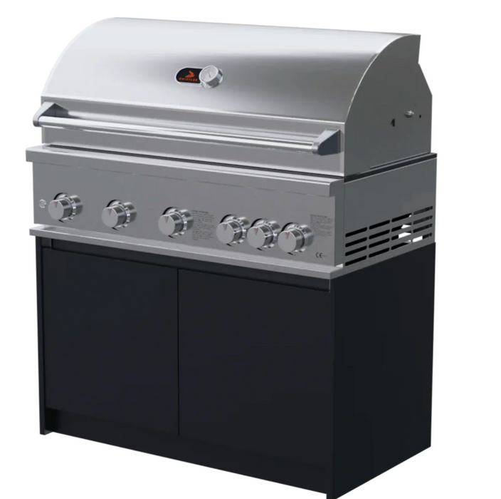 Whistler Fairford Black Outdoor Kitchen with Burford 5 Burner Stainless Steel BBQ | 5.2M Full-Length