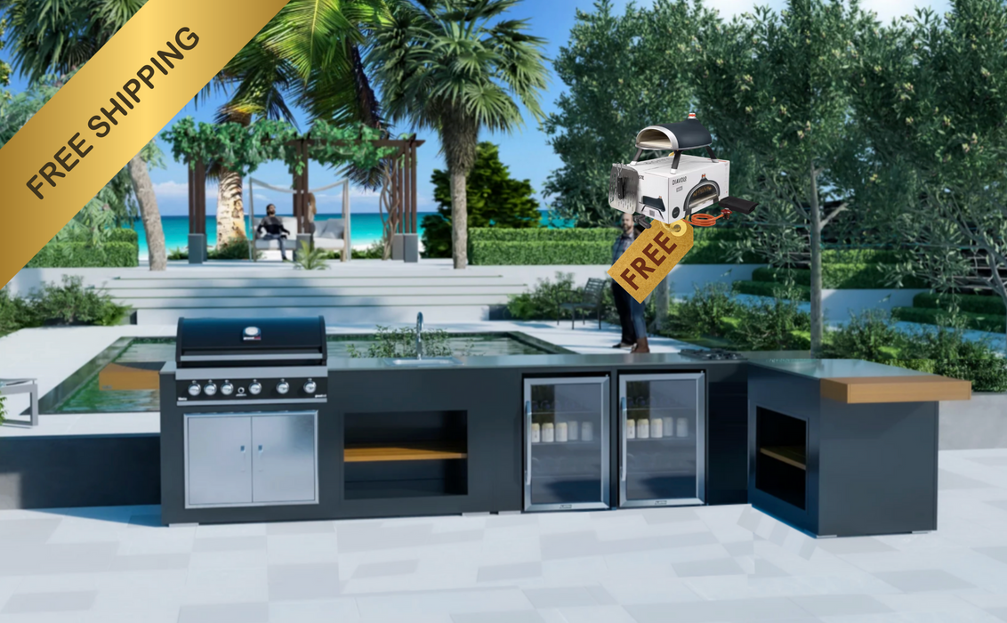 Grillandia Outdoor Kitchen L Shape Maxim G5 + Double Fridge + Weather Cover