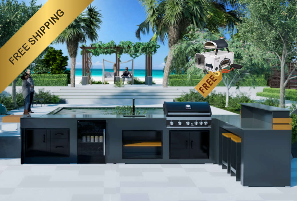 Grillandia Outdoor kitchen Well Done L shape + Entertainment Center 5M x 3M