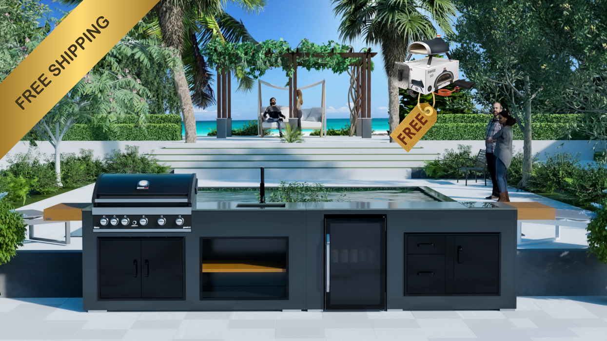 Grillandia Outdoor Kitchen Grandhall G5 + Fridge + Sink + Weather Cover - 4.4M