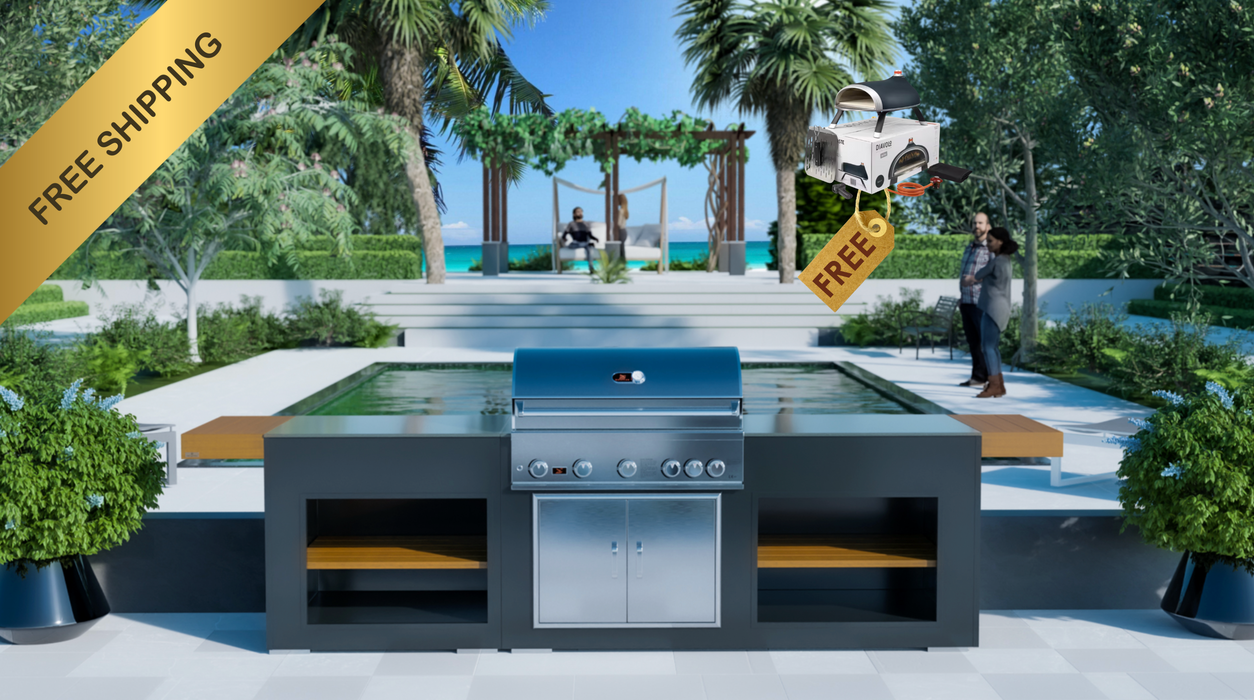 Grillandia Outdoor Kitchen + Whistler Burford 5 Burner + Weather Cover - 2.5M