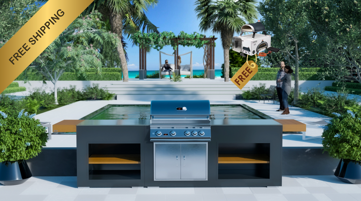 Grillandia Outdoor Kitchen + Whistler Burford 4 Burner + Weather Cover - 2.5M