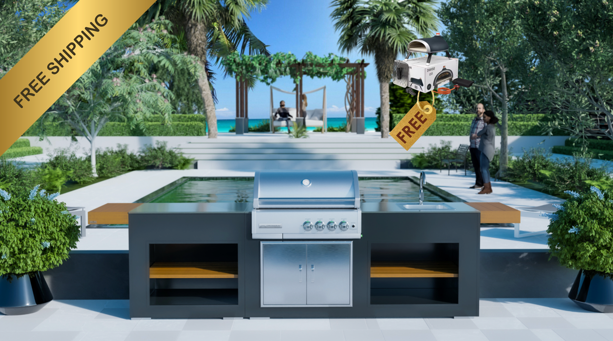 Grillandia Outdoor Kitchen With Infrared CrossRay Barbecue + Sink + Weather Cover - 2.5M