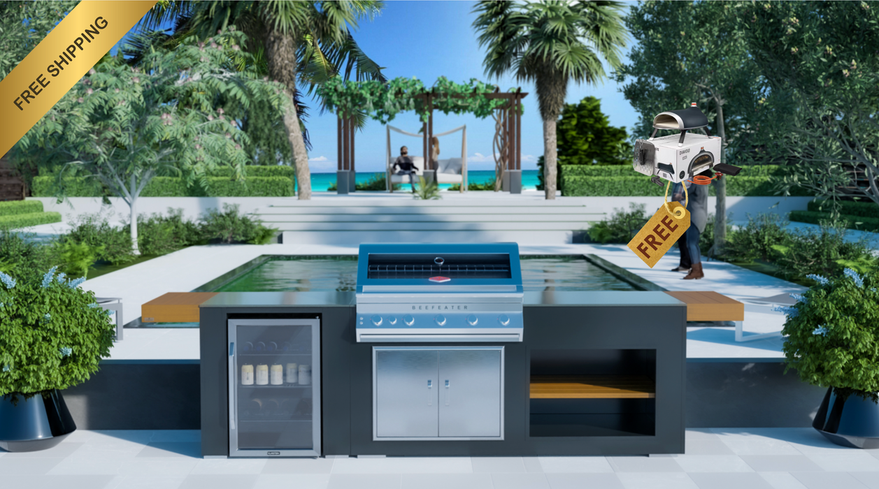 Grillandia Outdoor Kitchen BeefEater Signature 7000 Premium 5 Burner + Fridge + Weather Cover - 2.5M