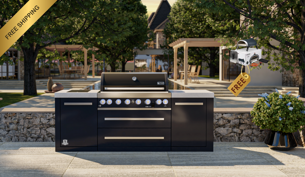 Mont Alpi Outdoor kitchen 805 Black Stainless Steel Island + Weather Cover- 2.4M