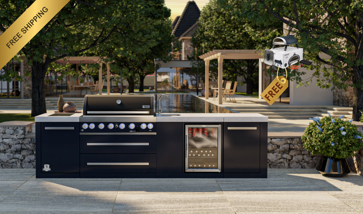 Mont Alpi Outdoor kitchen 805 Black Stainless Steel Island with Beverage Center - 3.4M