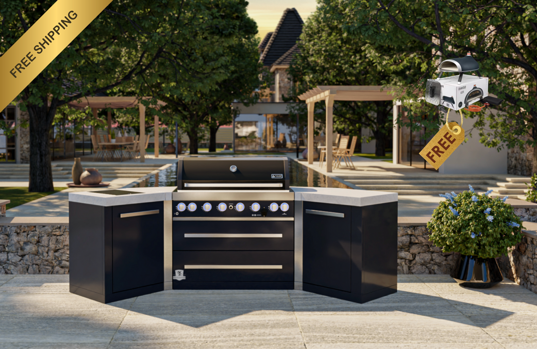 Mont Alpi Outdoor kitchen 805 Black Stainless Steel Island + Weather Cover - 2.8M