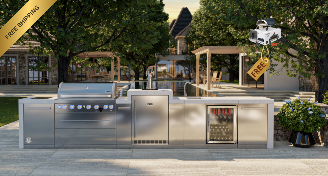 Mont Alpi Outdoor kitchen 805 Deluxe BBQ Grill Island with Kegerator & Beverage Center - MAi805-DKEGBEV