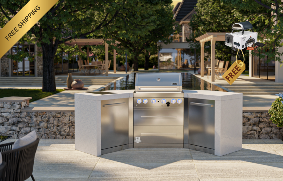 Mont Alpi Outdoor kitchen 4-burner Deluxe Island + Weather Cover 2.7M