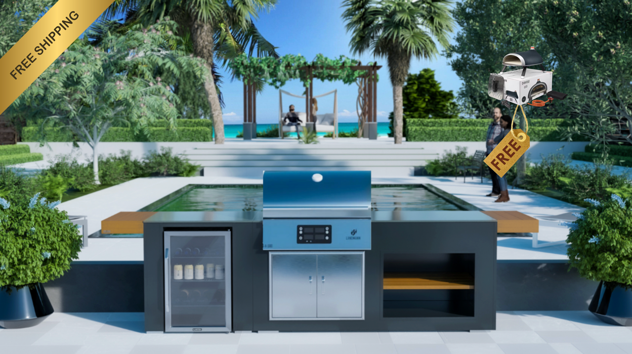 Grillandia Outdoor Kitchen Electric LAND MANN Grill + Fridge + Weather Cover - 2.5M