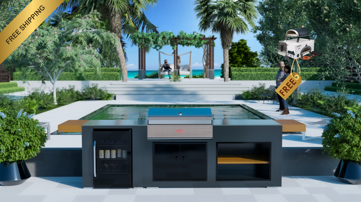 Grillandia Outdoor Kitchen Beefeater Discovery 1500 5 Burners + Fridge + Weather Cover - 2.5M