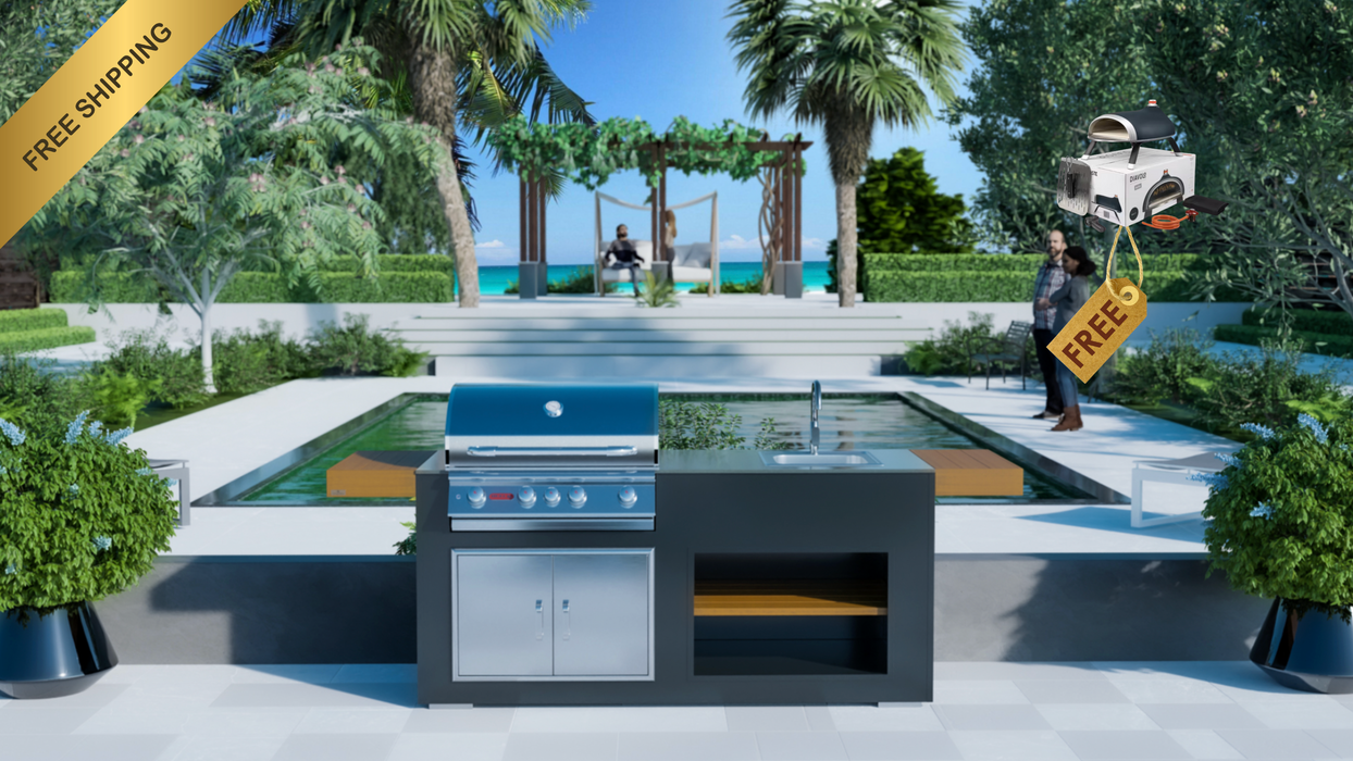 Grillandia Outdoor Kitchen With Bull Angus Grill + Sink + Weather Cover