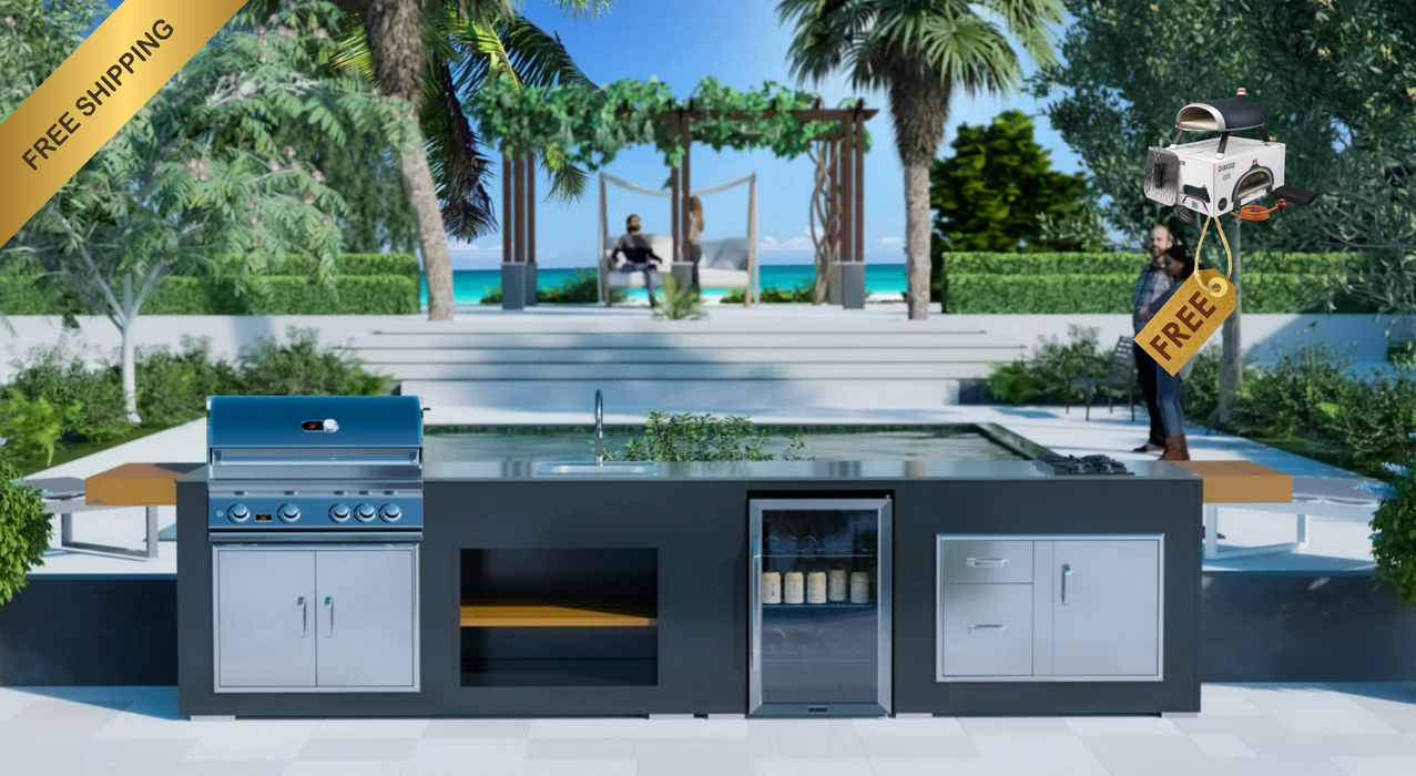 Grillandia Outdoor Kitchen with Whistler Burford 4 + Weather Cover - 4M