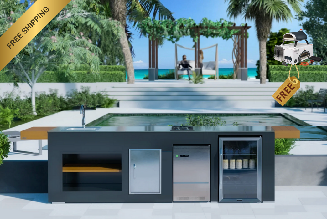 Grillandia Outdoor Kitchen Ice Maker + Fridge + Sink + Weather Cover - 3.5M