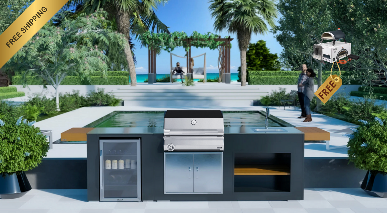 Grillandia Outdoor Kitchen Brabura Ember 800 Charcoal Barbecue + Weather Cove - 2.5M