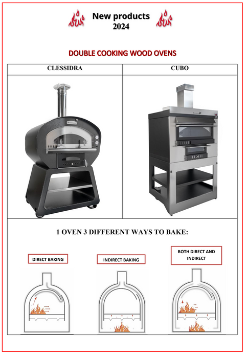 Rossofuoco CUBO Outdoor wood-fired oven 100 x 90 cm with direct/indirect combustion - stainless steel