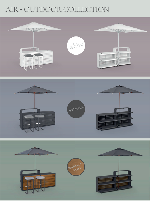 Luxurious Air Anthracite Outdoor Bar, 1.1M Made of Aluminium, Modular System for Private and Commercial Use